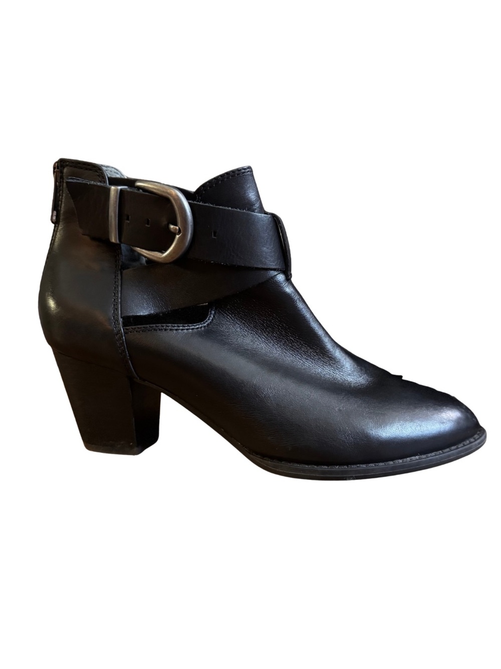Vionic Upright Rory Black Leather Ankle Booties Size 10